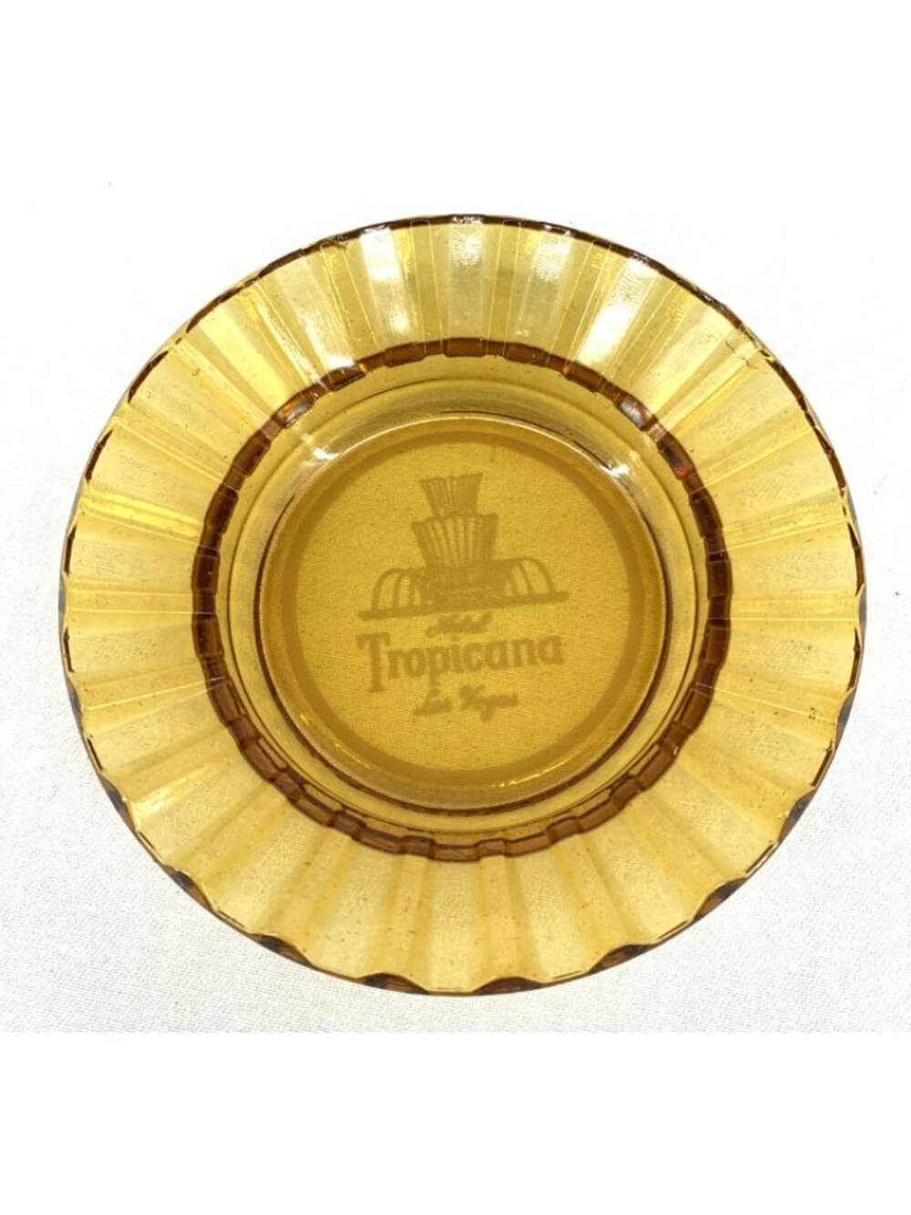 Tropicana Ashtray Amber Glass Casino Hotel 4.5" Vintage